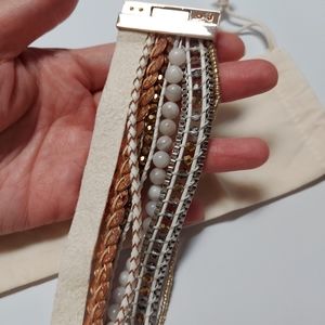 NWOT Victoria Emerson Beaded Bracelet, Gold Detail, Stone Beads